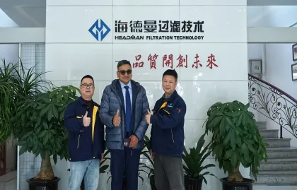 Indičtí klienti navštěvují Zhejiang Headman na inspekci a spojují síly, aby prozkoumali nové obzory v technologii filtrace
